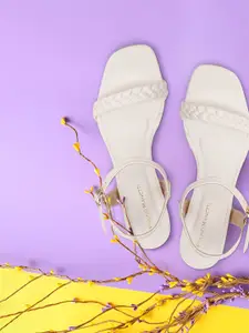 Bruno Manetti Women White Buckle Strap Sandals