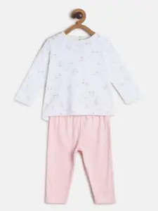 MINI KLUB Girls Blue & Pink Printed T-shirt with Pyjamas