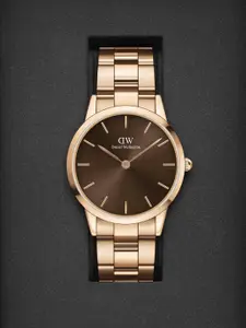 Daniel Wellington Men Iconic Link Amber Dial Brown 40 mm Analogue Watch DW00100460