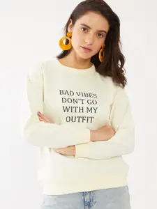 Zink London Women Cream-Coloured Printed Sweatshirt