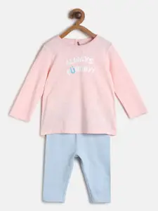 MINI KLUB Girls Pink & Blue Printed T-shirt with Pyjamas