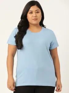 SPIRIT ANIMAL Women Blue Solid Plus Size Go Easy Top