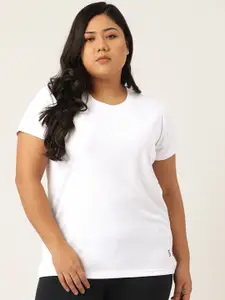 SPIRIT ANIMAL Women Plus Size White Solid Top