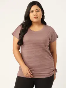 SPIRIT ANIMAL Plus Size Mauve Printed Extended Sleeves Knot Top