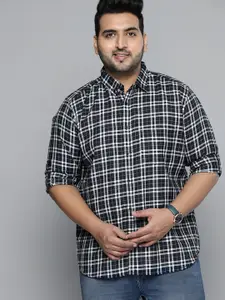 DENNISON Men Navy Blue Smart Slim Fit Opaque Checked Casual Shirt