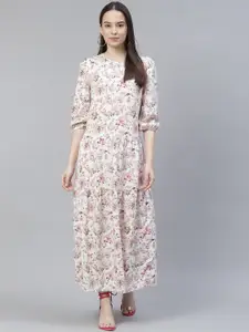 Marks & Spencer Women Off-White Floral Printed Maxi Dress