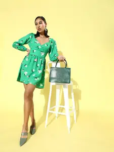 Sera Women Gorgeous Green Floral Dress
