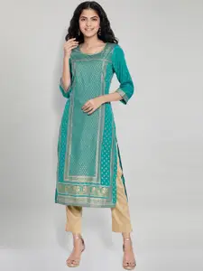 AURELIA Women Green Ethnic Motifs Kurta