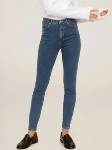 MANGO Women Blue Skinny Fit High-Rise Light Fade Stretchable Jeans