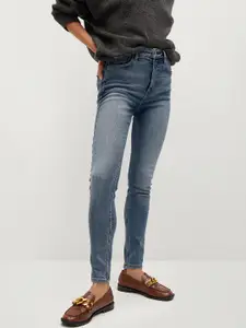 MANGO Women Blue Soho Skinny Fit High-Rise Light Fade Stretchable Jeans