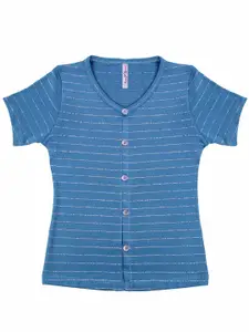 Hunny Bunny Teal Striped Shirt Style Top