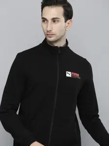 Puma Men Black Brand Logo Graphic Printed Slim Fit Sporty Track Jacket