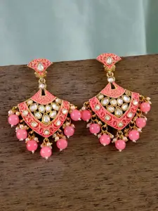 Crunchy Fashion Gold Plated Pink Contemporary Drop Earrings