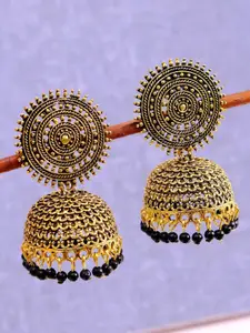 Crunchy Fashion Gold-Plated Gold-Toned Contemporary Jhumkas Earrings