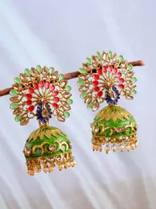 Crunchy Fashion Gold-Toned Jhumkas Earrings