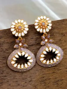 Crunchy Fashion Gold-Plated Gold-Toned Contemporary Drop Earrings