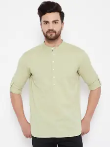 even Men Green Dobby Kurta
