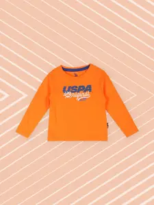 U.S. Polo Assn. Kids Boys Orange Typography T-shirt