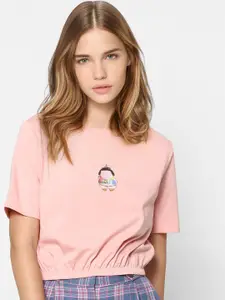 ONLY Peach-Coloured Printed Blouson Top