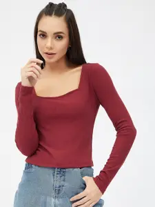 Harpa Maroon Fitted Top