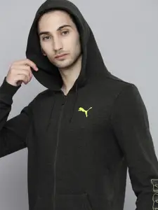 Puma Men Solid Slim Fit Hooded Front-Open Sweatshirt
