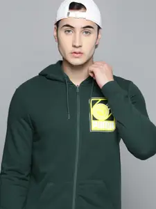 Puma Men Green Brand Logo Printed Hooded Sweatshirt