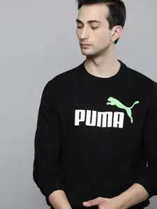 Puma Men Black Printed Col Big Logo Crew Sweatshirt