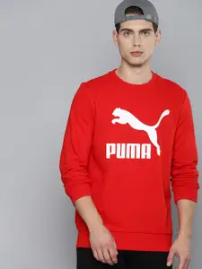Puma Men Red & White Classics Brand Logo Printed Sweatshirt