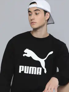 Puma Men Black & White Classic Logo Printed Sweatshirt