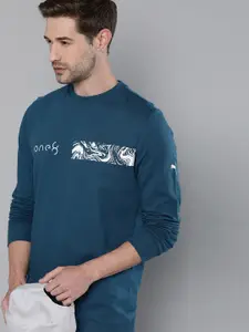 one8 x PUMA Men Blue Graphic Printed Crew Pullover Sweatshirt