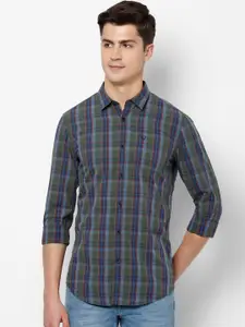Allen Solly Sport Men Grey & Green Tartan Checks Opaque Cotton Casual Shirt
