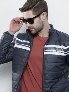 The Indian Garage Co Men Zip-Front Slim Fit Bomber Jacket