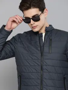 The Indian Garage Co Men Zip-Front Puffer Jacket with Zipper Pockets