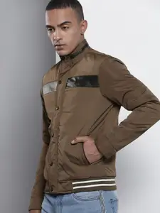 The Indian Garage Co Men Slim Fit Bomber Jacket with Insert Pockets