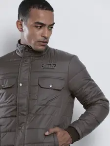 The Indian Garage Co Men Charcoal Grey Solid Padded Jacket