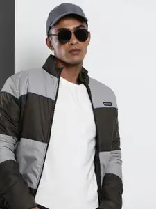 The Indian Garage Co Men Colourblock Slim Fit Bomber Jacket