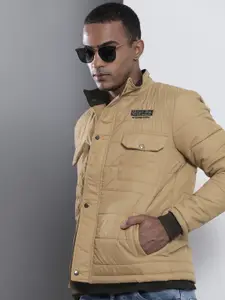 The Indian Garage Co Men Khaki Solid Padded Jacket