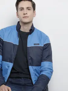 The Indian Garage Co Men Blue Navy Blue Colourblocked Sporty Jacket