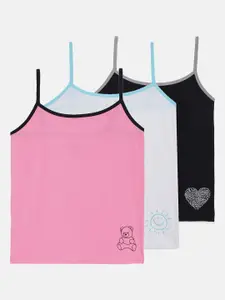 MTB Girls Pack Of 3 Solid Camisoles