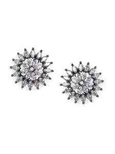 Rubans Silver-Toned Contemporary Studs Earrings