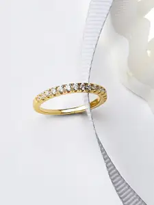 Accessorize Gold-Plated White Crystal Studded Finger Ring