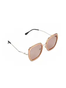 Aeropostale Women Pink Lens & Gold-Toned Butterfly Sunglasses with Polarised Lens