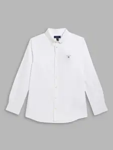 GANT Boys White Solid Casual Shirt