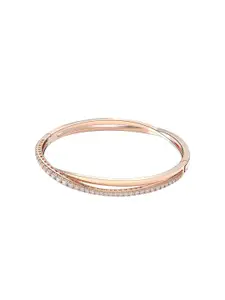 SWAROVSKI Women White Crystals Rose Gold-Plated Bangle-Style Bracelet