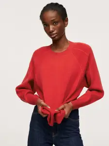 MANGO Women Red Raglan Sleeves Pullover