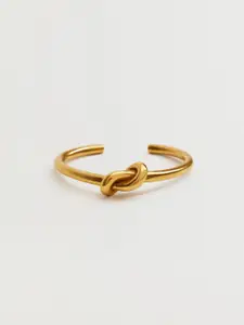 MANGO Women 24K Gold-Plated Cuff Bracelet with Knot Detail