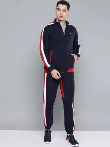 Alcis Alcis Men Navy Blue & Red Striped Track Suit
