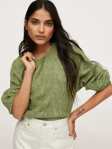 MANGO Women Green Pullover