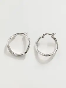 MANGO Silver-Toned Circular Drop Earrings