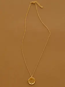 MANGO Gold-Toned & Black Stone-Studded Capricon Necklace